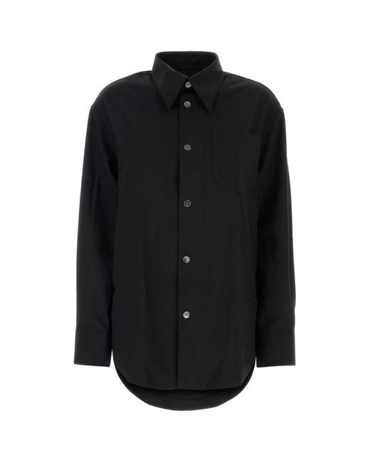 AMI Black Long Sleeve Wide Shirt With Sharp Collar And Embos