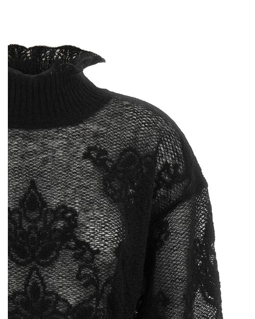 Twinset Black Twin Set Jacquard Yarn Sweater
