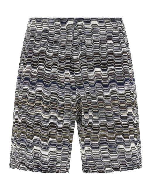 Missoni Gray Irregular Zigzag Bermuda Shorts for men