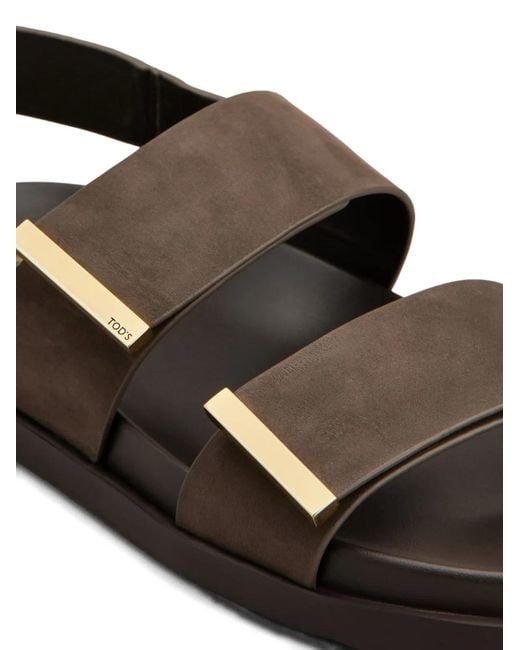 Tod's Black Palissandro Calfskin Sandals