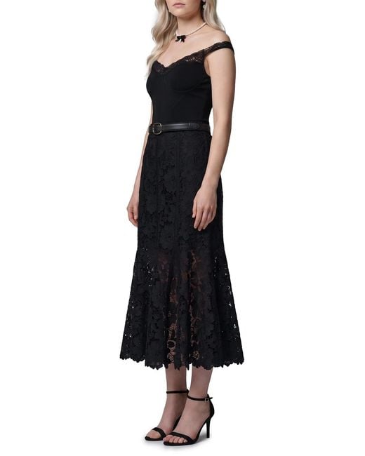 Self-Portrait Black Self Portrait Lace Midi Skirt