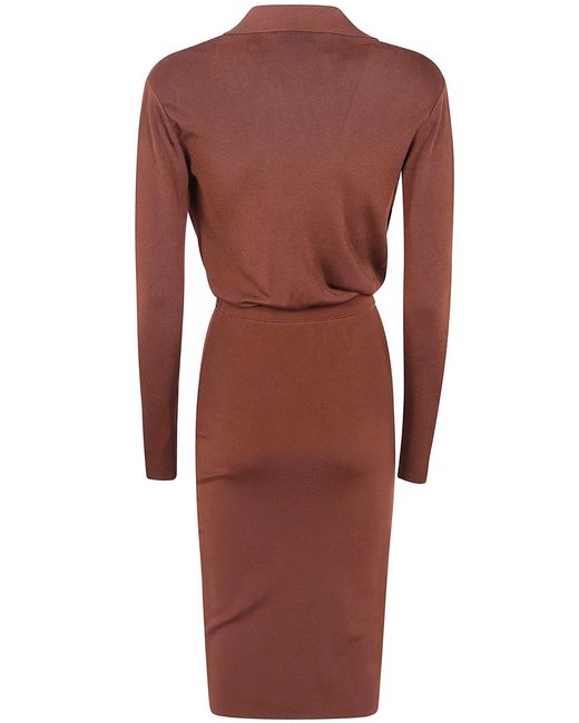 Elisabetta Franchi Red Knitted Midi Dress