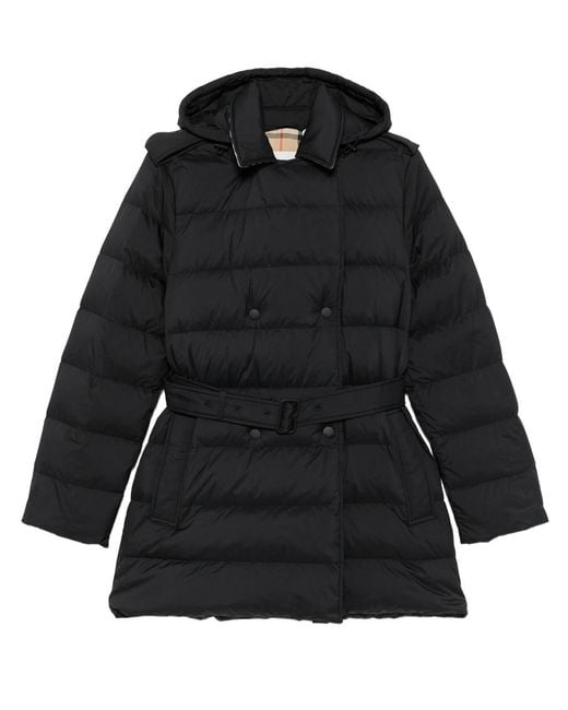 Burberry Black Belted Quilted Coat
