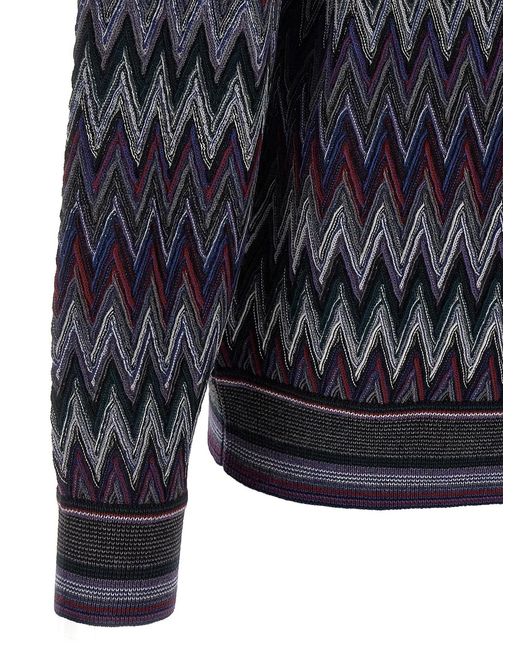 Missoni Blue Zigzag Pattern Sweater for men