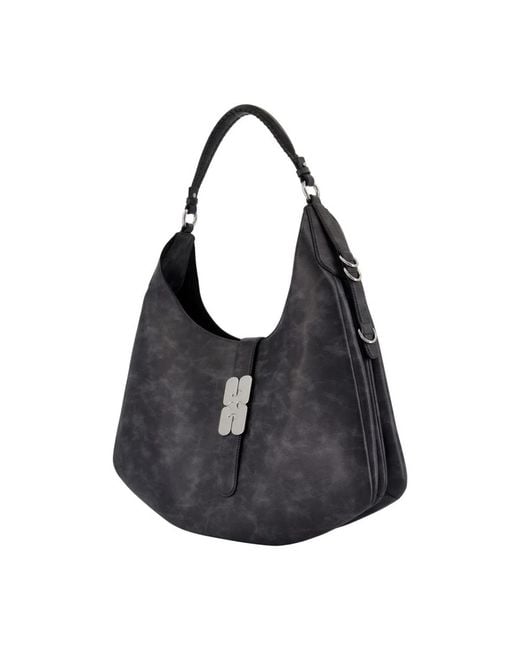 Ganni Black Kat Large Vintage Shoulder Bag