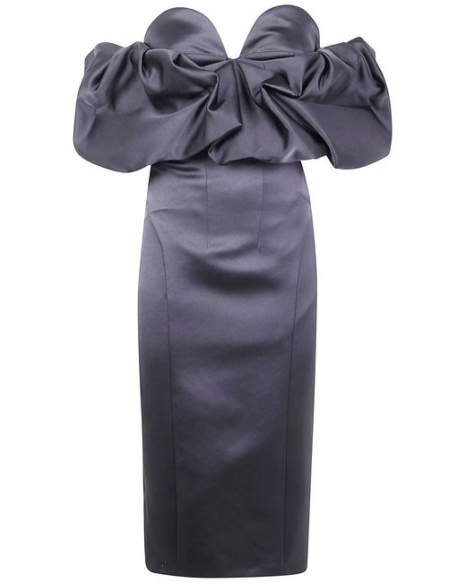 Elisabetta Franchi Blue Satin Dress Strapples