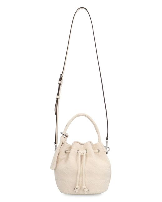 Tory Burch Natural T Monogram Mini Bucket Bag