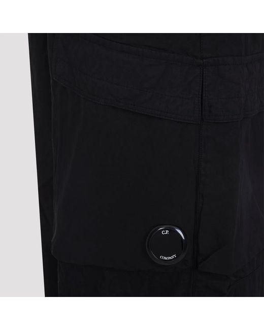 C P Company Black C.P.Company Micro-Reps Boxy Cotton Cargo Pants for men