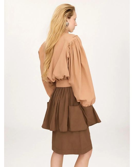 Chloé Brown Belted Puff-Sleeve Jacket