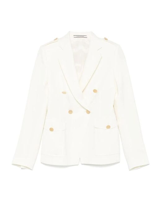 Tagliatore White Wool Double-Breasted Jacket