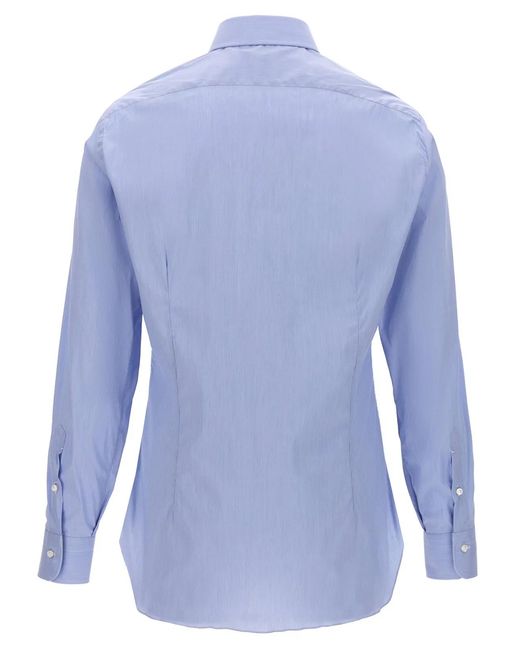 Barba Napoli Blue Poplin Shirt for men