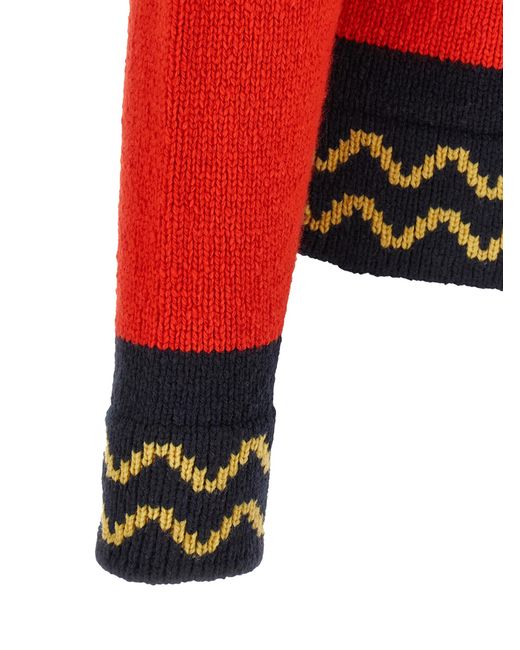 Marni Red Geometric Intarsia Sweater for men