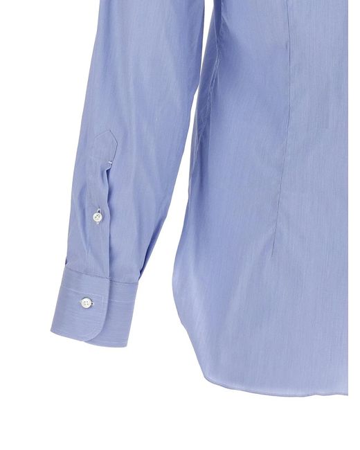 Barba Napoli Blue Poplin Shirt for men