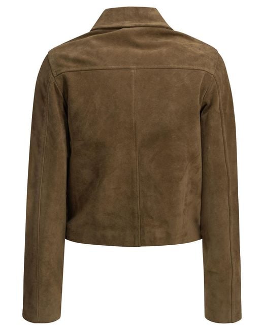 Semler Green Cow Leather Polyester Suede Jacket