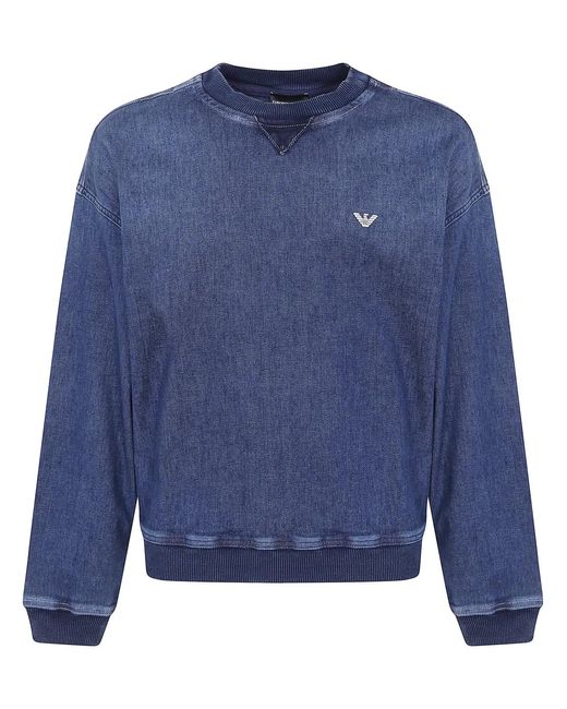Emporio Armani Blue Round Neck Sweatshirt for men