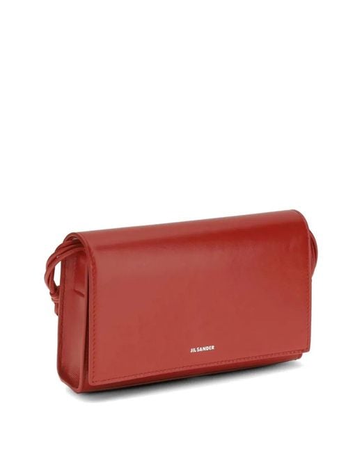 Jil Sander Red "Tangle" Crossbody Wallet