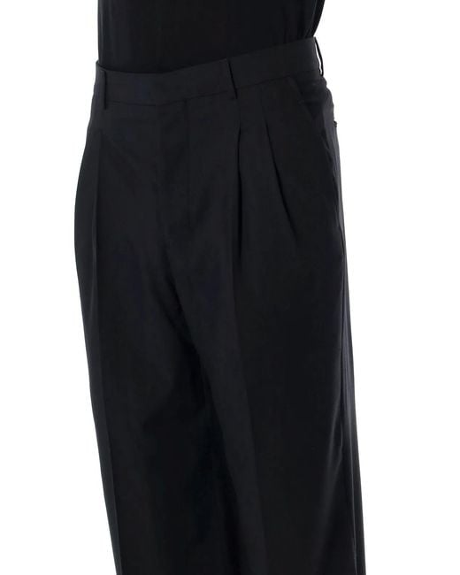 AMI Black Double Pleat Trousers for men
