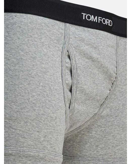 Tom Ford Gray Cotton Boxer Shorts With Logo for men