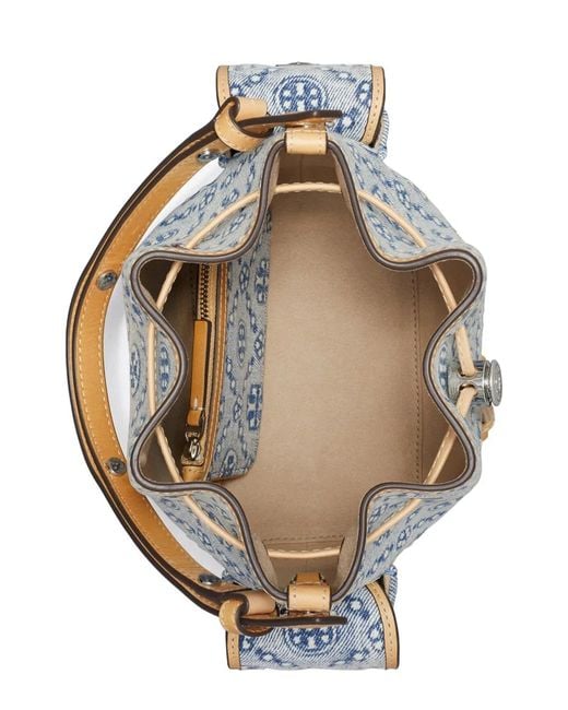 Tory Burch Blue Tmonogram Bucket Bag