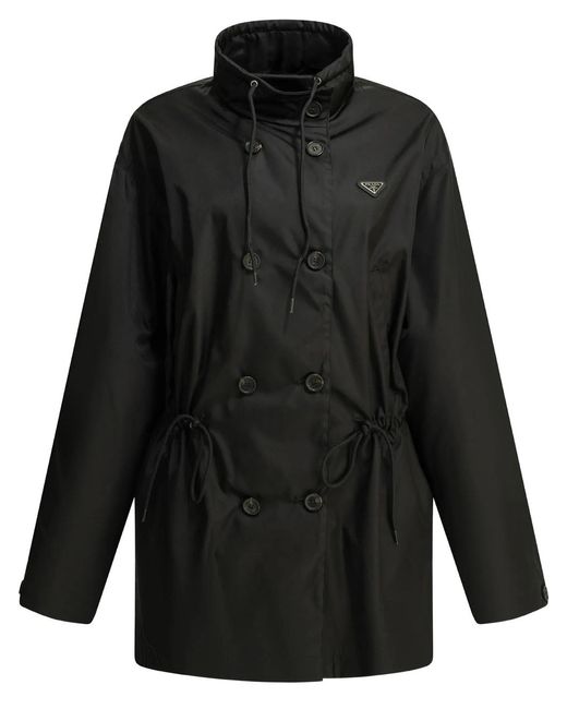Prada Black Double Breasted Windbreaker