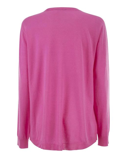 Vanisé Pink Cashmere Crew-Neck Jumper With Fluid Silhouette