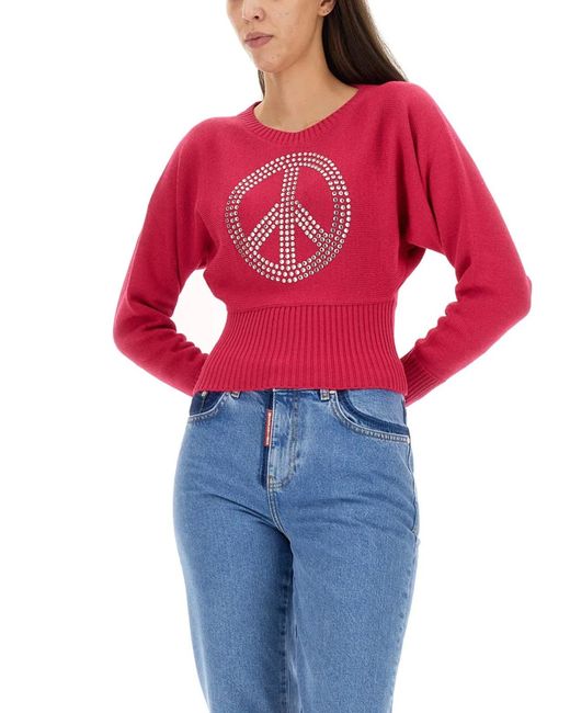 Moschino Red Peace Symbol Jersey