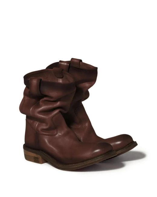 Miu Miu Brown Foule Aged Look Leather Booties
