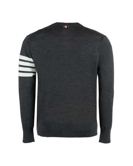 Thom Browne Black Wool 4-Bar Pullover for men