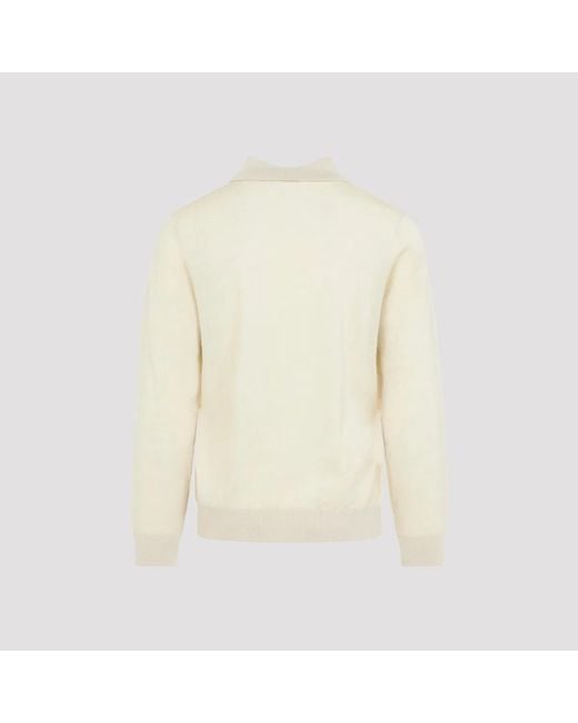 Paul Smith White Light Fine Knit Polo Sweater for men