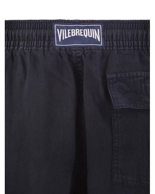 Vilebrequin Blue Linen Cargo Bermuda Shorts for men