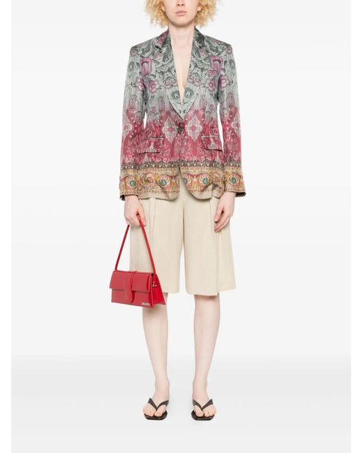 Pierre Louis Mascia Red Silk Single-Breasted Jacket