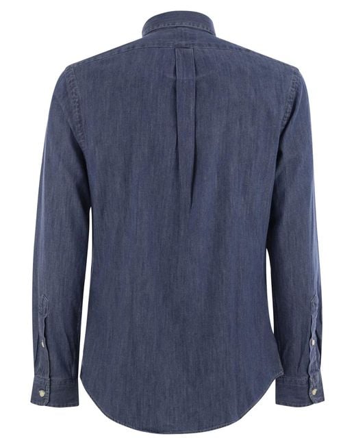 Polo Ralph Lauren Blue Slim Fit Denim Sport Shirt for men