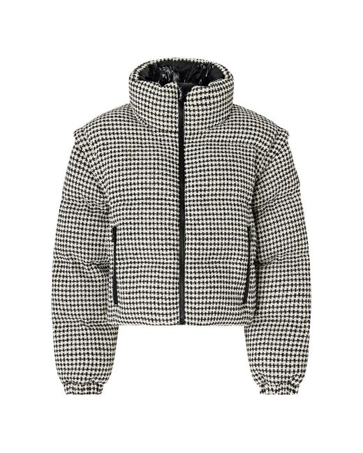 Pinko Gray Tweed And Nylon Down Jacket
