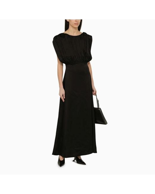Jil Sander Black Long Dress With Ruffles