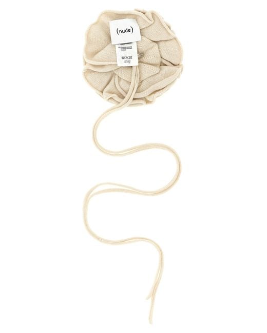 Nude White Knitted Pin With Drawstring