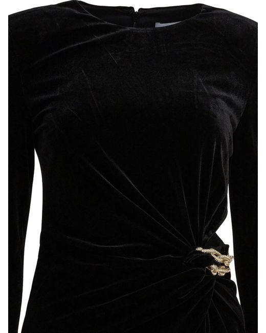 Self-Portrait Black Velvet Embellished Mini Dress