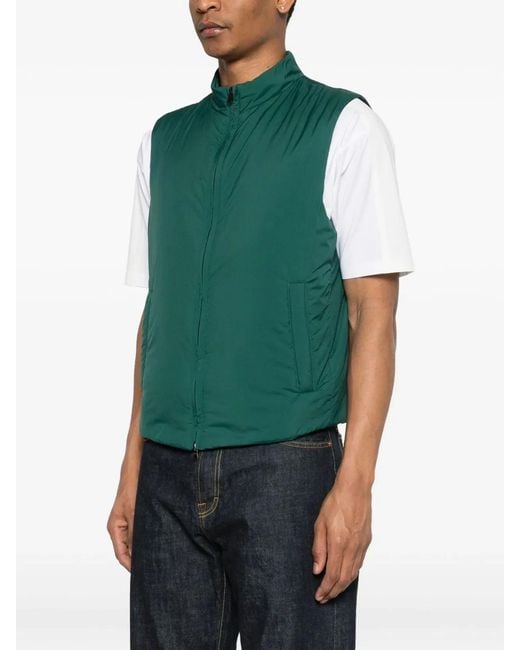 Herno Green Zip Sleeveless Polyamide Gilet for men