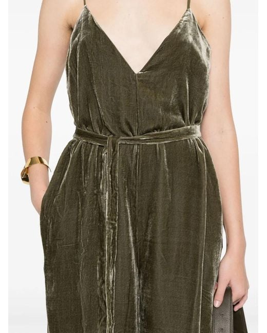 Gold Hawk Green Velvet Jumpsuit