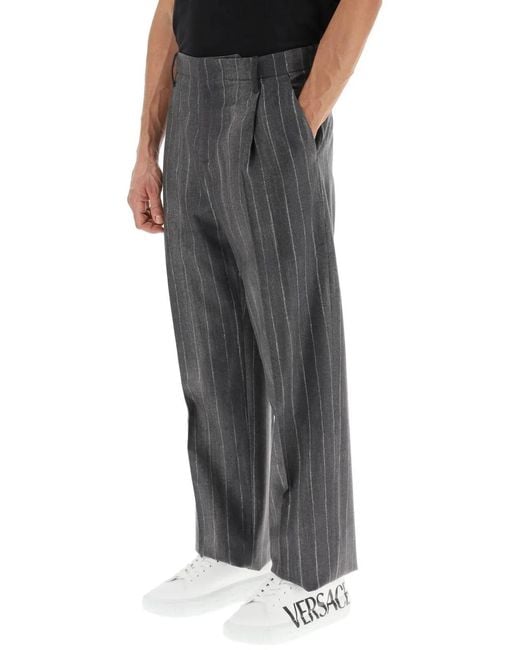 Versace Gray Printed Wool Pant for men