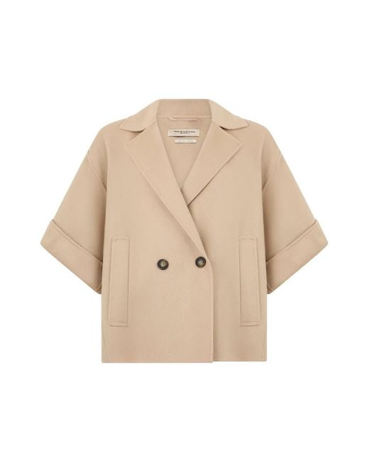 Weekend by Maxmara Natural Virgin Wool Coat With Three-Quarter Sleeves