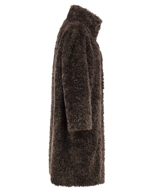 Herno Black Teddy-Effect Coat