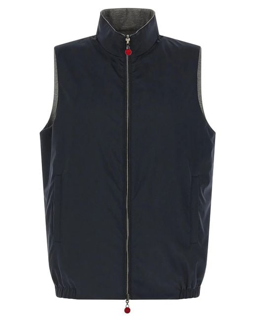 Kiton Blue Double Face Nylon Vest for men