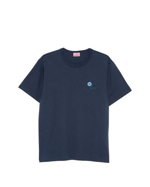 KENZO Blue Boke Flower Embroidered T-Shirt for men