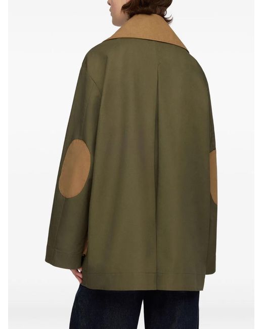 Ganni Green Patch-Pocket Cotton Military Jacket