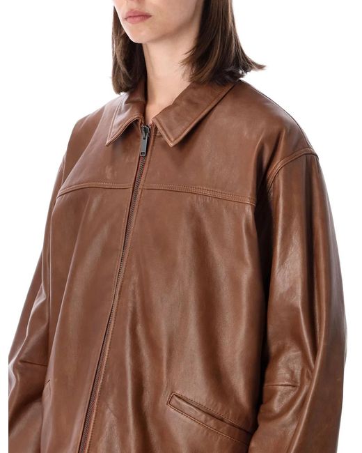 Haikure Brown Silky Leather Jacket