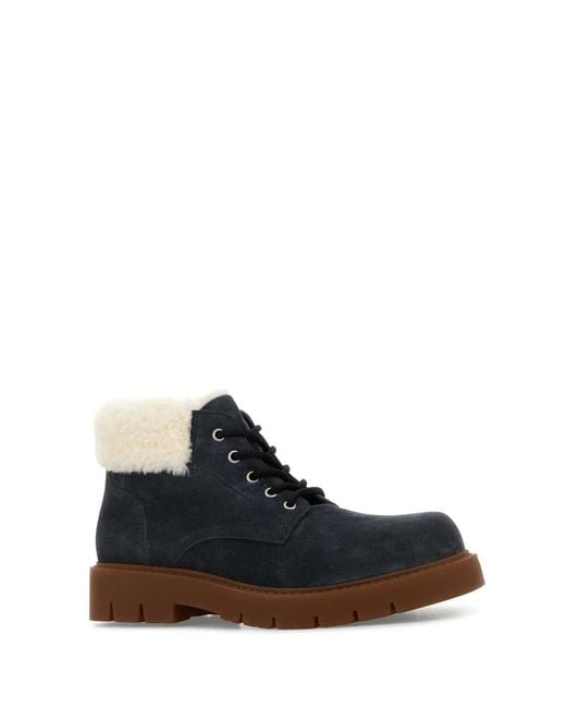 Bottega Veneta Black Denim Suede Haddock Ankle Boots for men