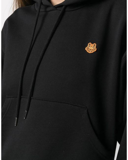 KENZO Black Tiger Crest Logo Boxy Hoodie