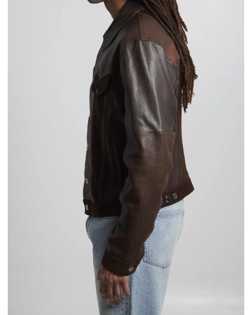 Versace Black Slim-Fit Leather Blouson for men