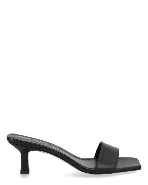 Aeyde Black Nappa Leather Cross Breed Lamb Leather Sandals
