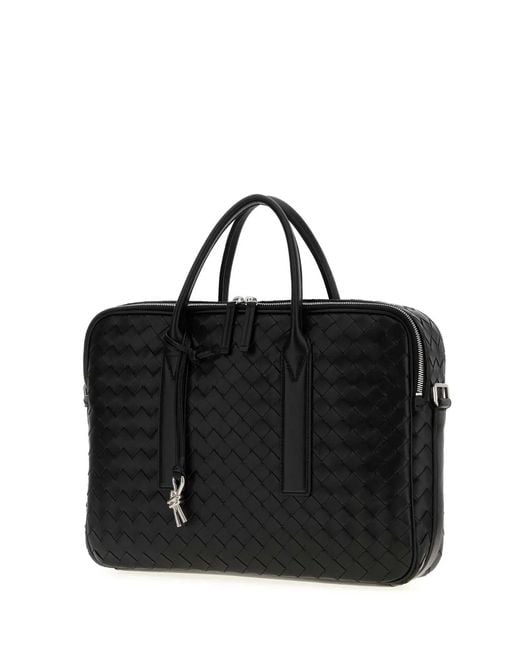 Bottega Veneta Black Leather Getaway Briefcase for men